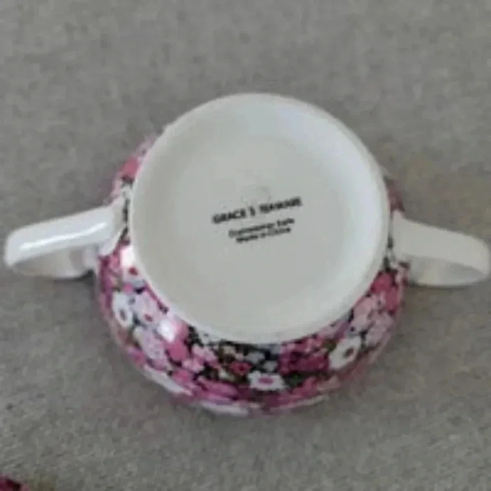 GRACE'S TEAWARE MULTI COLOR FLOWER+GOLD TRIM CERAMIC SUGAR BOWL & MUG BUNDLE